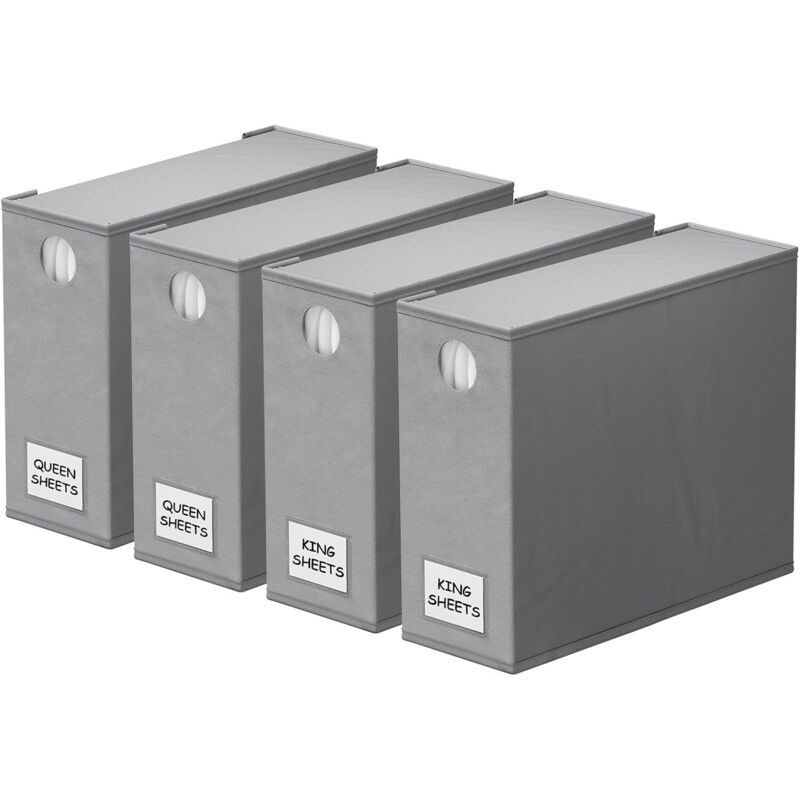 Lot de 4 organiseurs de draps pliables avec fenêtre, gris
