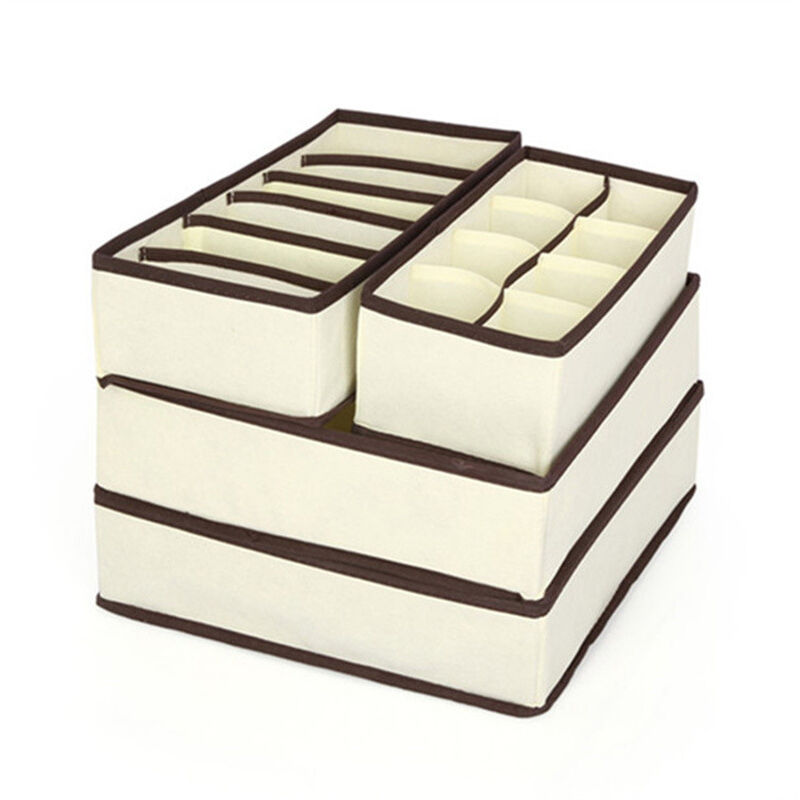 Lot de 4 organiseurs de tiroirs en tissu, boîte de rangement pour vêtements, garde-robe, chambre à coucher, séparateurs d