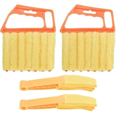 Lot de 4 outils de nettoyage pour stores vénitiens 2 brosses à poussière à 7 doigts 2 brosses de nettoyage pour volets roulants