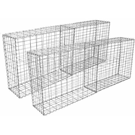 Lot de 4 Paniers de Gabions Argentés en Acier Galvanisé pour Projets d’Aménagement Extérieur, Murs de Soutènement, Clôture de Jardin. 100 x 95 x 30cm - Argenté