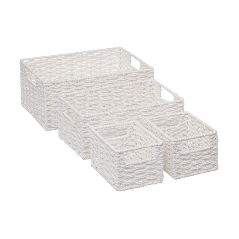 Lot de 4 Paniers de Rangement "Costa" 32cm Blanc