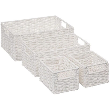 Lot de 4 Paniers de Rangement "Costa" 32cm Blanc
