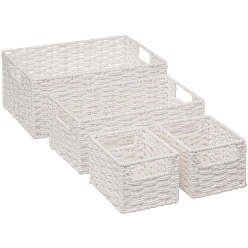 5five Simply Smart - 4 paniers de rangement vannerie blanc - 5five