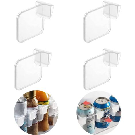 Lot de 4 paniers de rangement en plastique transparent - Répartiteur de compartiment de rangement pour réfrigérateur - Séparateur de tiroir portable - Combinaison créative de séparateurs de bouteilles