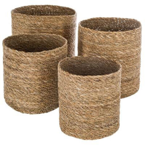 Lot de 4 Paniers de Rangement "Seagrass" 27cm Naturel