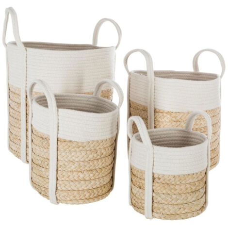 Lot de 4 Paniers en Coton "Natami" 34cm Blanc