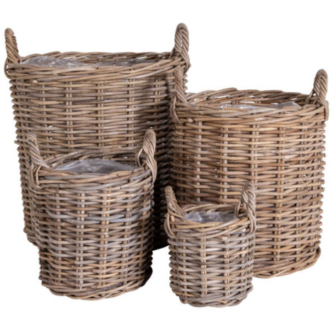 Lot de 4 paniers en rotin - Naturel - Caor