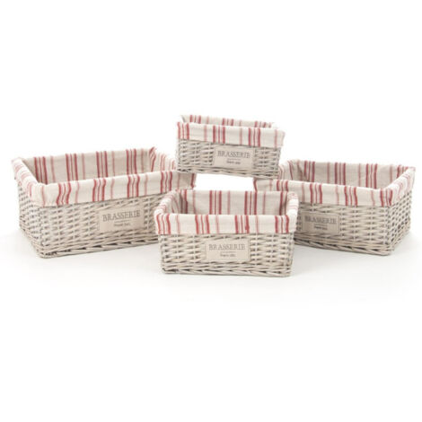 Lot de 4 Paniers Rectangulaire "Bistrot" 28cm Naturel