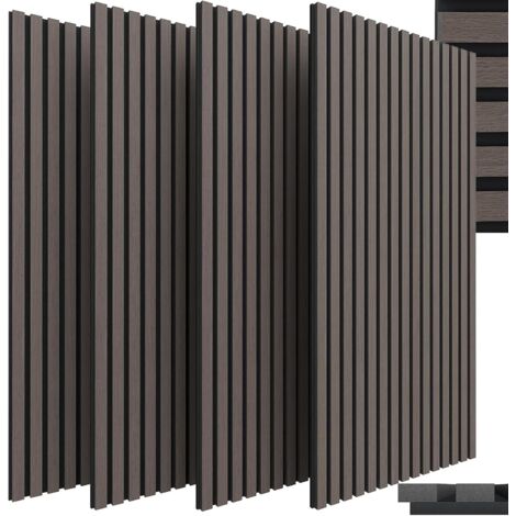 Lot de 4 Panneau Acoustiques,Panneau Mural Decoratif,en Bois MDF,Panneaux Muraux Acoustique,120x60x2,1 cm,pour Chambre,Bureau-Brun