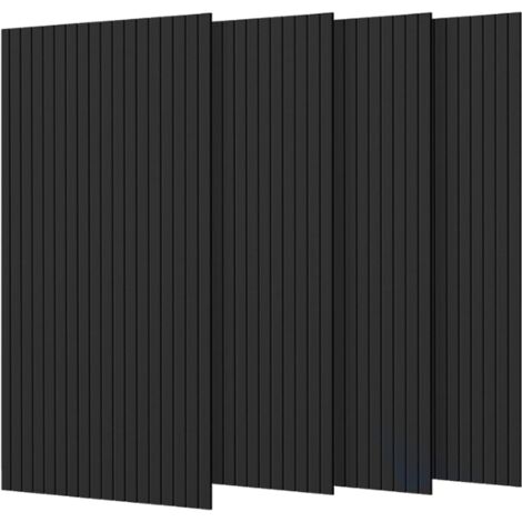 Lot de 4 Panneaux Acoustiques Muraux Bois 240x60x2,2cm - Couleur Noir avec Fond Noir - SILUMEN