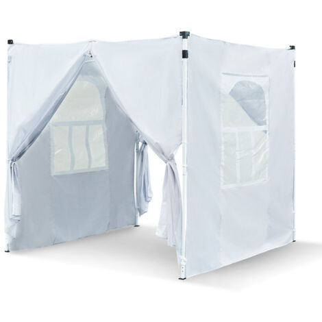 Lot de 4 panneaux latéraux pour tonnelle de jardin 2 x 2 m - Résistants à l'eau - 2 panneaux muraux avec fermeture éclair et 2 panneaux de fenêtre - Compatible avec tonnelle ou pergolas - Blanc