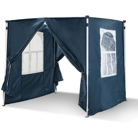 Lot de 4 panneaux latéraux pour tonnelle de jardin 2 x 2 m - Résistants à l'eau - 2 panneaux muraux avec fermeture éclair et 2 panneaux de fenêtre - Compatible avec tonnelle ou pergolas - Bleu