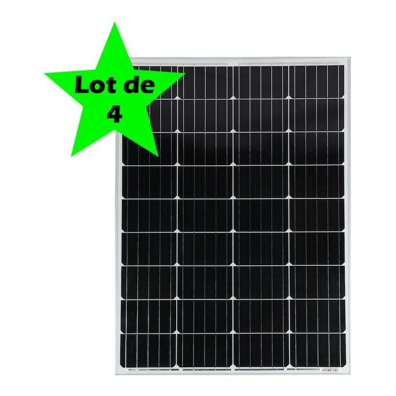 Lot de 4 Panneaux Solaires 100W monocristallin 12V 900x670mm. Haute qualité