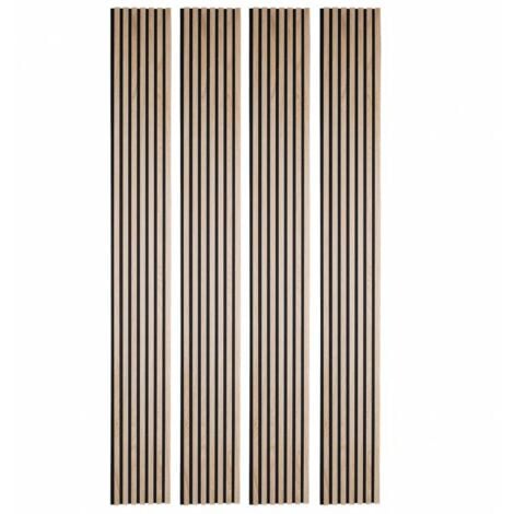 Lot de 4 Panneaux tasseaux bois 250 x 30 x 1,9 cm - décor chêne clair fond noir - 3m²