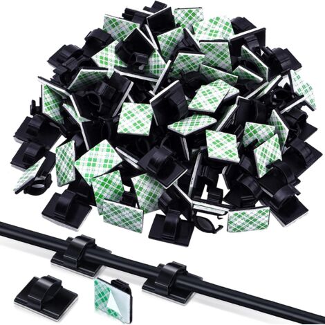 Lot de 4 paquets de 100 attaches-câbles autocollantes pour la voiture, le bureau et la maison.-AquaForge