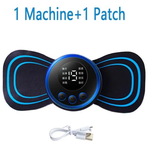 Lot de 4 patchs électriques EMS pour massage cervical et dorsal, écran LCD, 8 modes, stimulateur musculaire à impulsions, portable, soulagement de la douleur00440-AquaForge