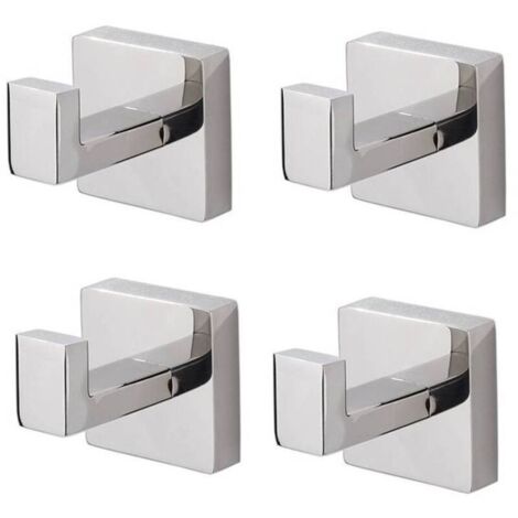 Lot de 4 Patère de salle de bain Serviette De Bain Crochet En Inoxydable Carré Vêtements Serviette Manteau Robe Crochet Armoire Placard Porte