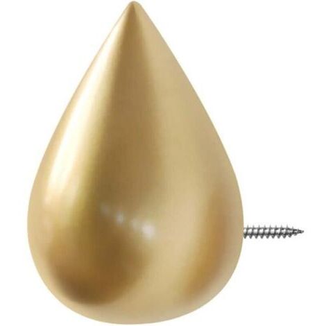 Lot de 4 patères murales goutte d'eau  Résine écologique  Installation facile  Pour sacs, chapeaux, vêtements, clés  9.5 x 6 cm  Doré