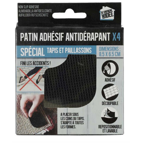 Lot de 4 Patins Adhésifs "Antidérapant" 8cm Noir
