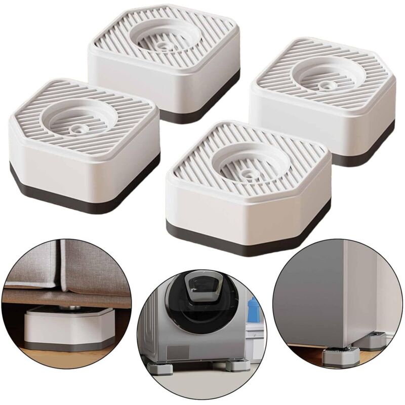 Lot de 4 patins anti-vibrations pour pieds de machine à laver, légers, universels, antidérapants et polyvalents pour réfrigérateur et autres
