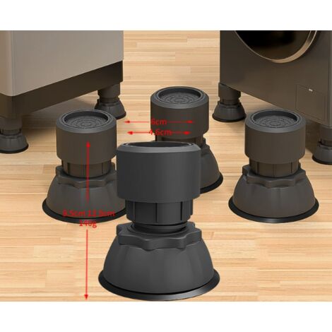 Lot de 4 patins anti-vibrations réglables pour lave-linge : patins anti-vibrations, amortisseurs, patins en caoutchouc réglables, adaptés aux lave-linge et sèche-linge