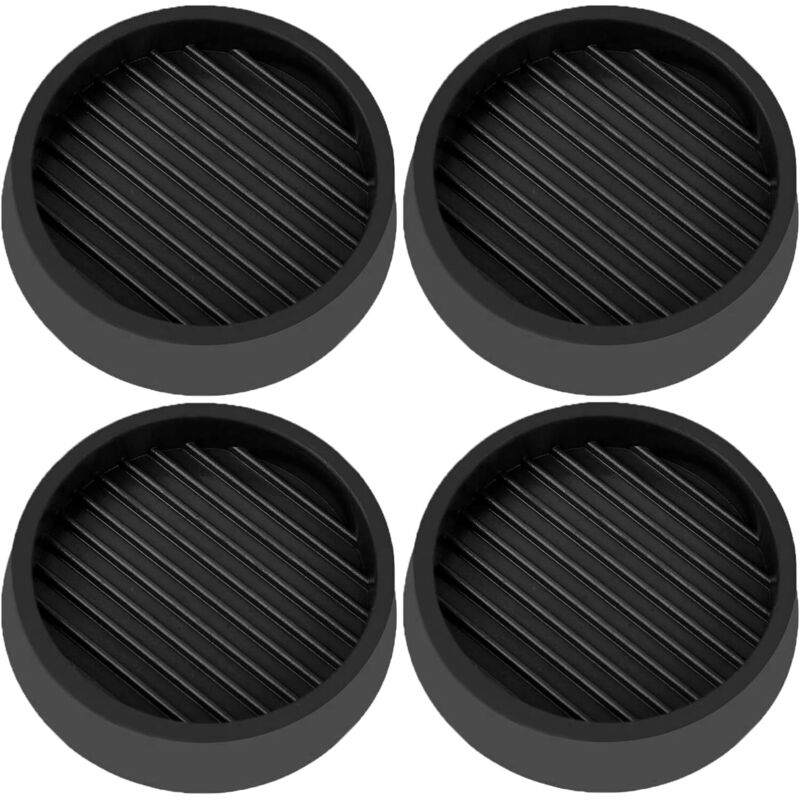 Lot de 4 patins ronds antidérapants en caoutchouc pour meubles, protections de sol pour lits, canapés, tables et chaises, 7.5 cm, noir