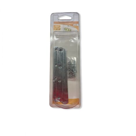 Lot de 4 pattes d'assemblage 120x15x2mm Acier zingué Avec Vis