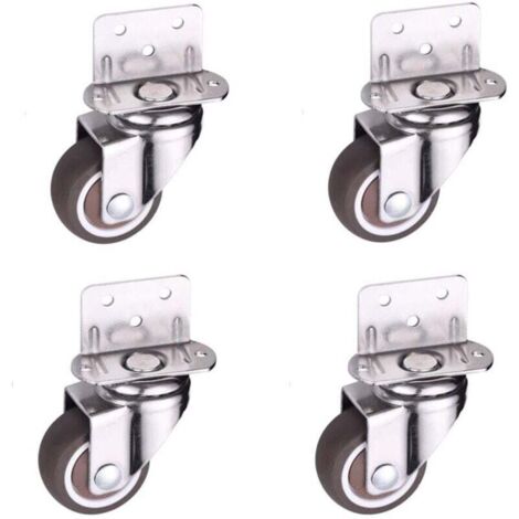 Lot de 4 petites roulettes pivotantes de 25 mm pour meubles, roulettes en L pour lit bébé, armoire, meuble, table, capacité de charge : 11 kg par roue