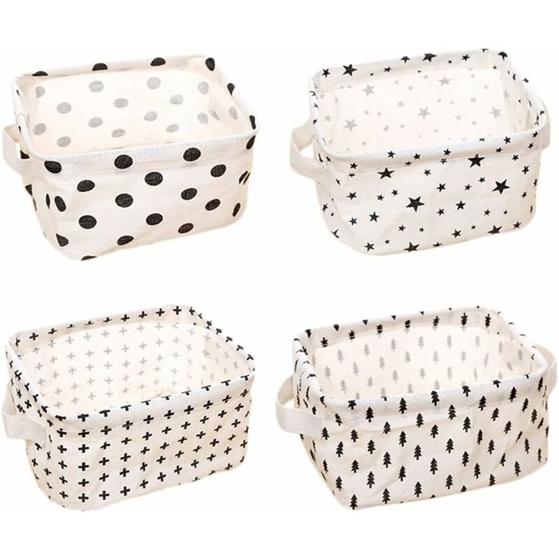 Lot de 4 petits paniers de rangement 20 x 17 x 12,5 cm pour affaires de bébé (pentagramme, triangle, points, croix) Fei Yu