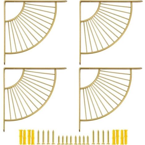 Lot de 4 petits supports décoratifs en laiton pour étagères flottantes, dorés, 30 cm, pour décoration murale