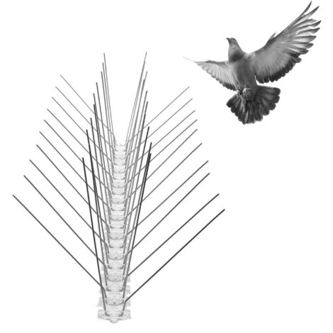 Pics anti-pigeons en polycarbonate et acier inoxydable – Lot de 4 barrettes 50 cm – Longueur totale 2 m – Installation rapide par collage ou vissage