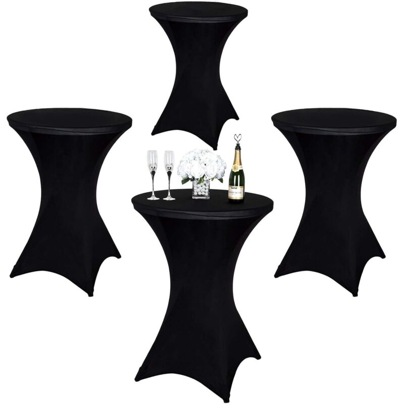 Lot de 4 Pièce Noir Housse Mange Debout, 80 x 110 cm, Noir Nappe Extensibles en Spandex