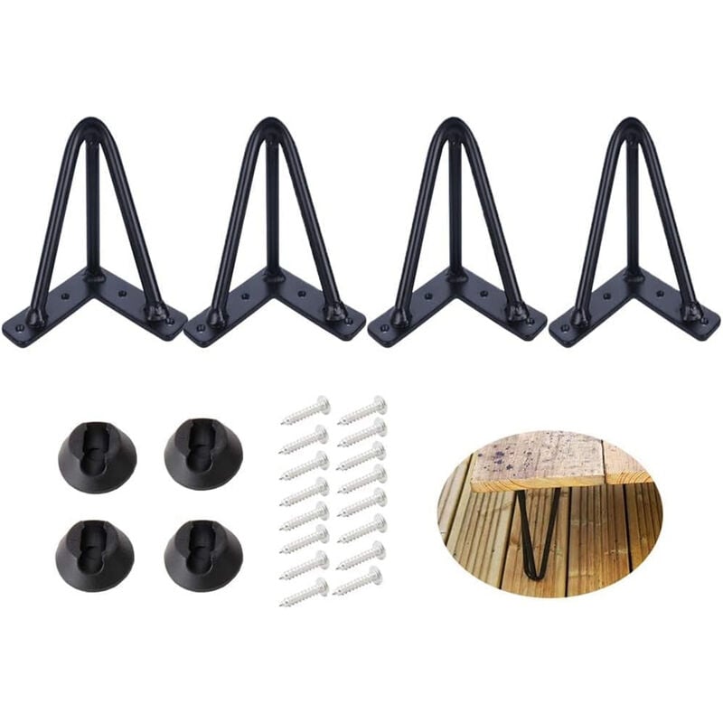 Petites Ecrevisses - Lot de 4 Pieds de Meubles en Épingle à Cheveux 10cm Pieds de Table Chaise pour diy Armoire Lit Noir
