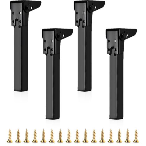 Lot de 4 Pied de Table Rabattable, Pieds de Table Pliables, Pieds de Meubles Noirs Pratiques, Pieds Meubles Métal, Pieds de Rechange pour Table Lit Canapé (30CM)