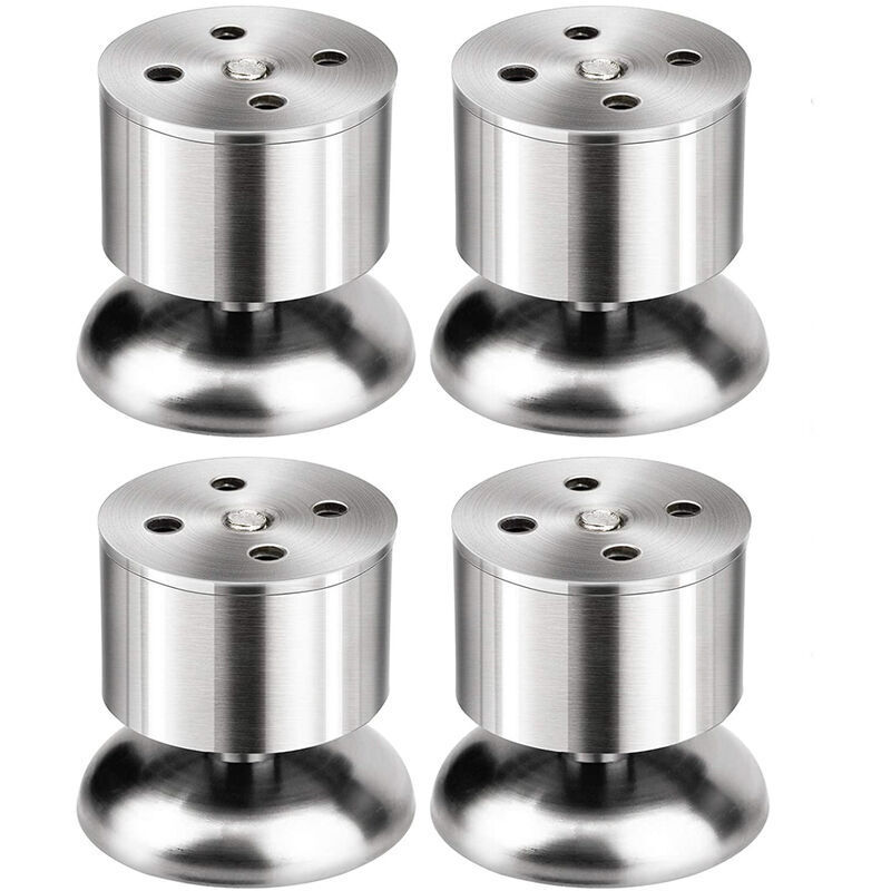 Lot de 4 Pieds - 6cm de Meuble Réglable Pieds de Table en Acier Inoxydable avec Tapis en Caoutchouc et Vis - Ccykxa