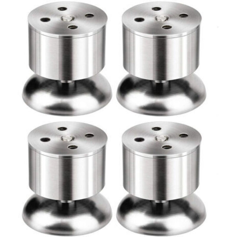 Lot de 4 Pieds - 6cm de Meuble Réglable Pieds de Table en Acier Inoxydable avec Tapis en Caoutchouc et Vis