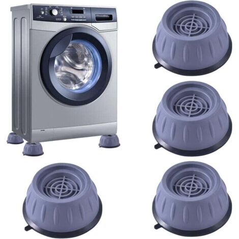 Lot de 4 pieds antichoc pour lave-linge, amortisseurs pour lave-linge, sèche-linge, meubles, réfrigérateur, gris