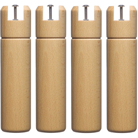Lot de 4 pieds cylindriques en bois de hêtre 25 cm – Fabrication française – Compatible avec cadres à lattes – Certification PEFC – Someo