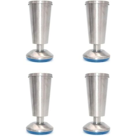 Lot de 4 pieds d'armoire de cuisine en acier inoxydable pour plan de travail Hauteur 120 mm Hauteur réglable de 0 à 5 mm