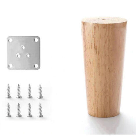 Lot de 4 Pieds de Canapé Bois Massif, Pieds de Meubles pour Fauteuil, Table de Nuit, Armoire, Tiroir(hauteur 10cm)