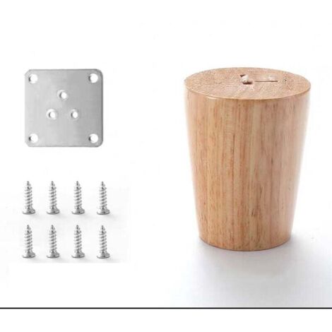 Lot de 4 Pieds de Canapé Bois Massif, Pieds de Meubles pour Fauteuil, Table de Nuit, Armoire, Tiroir(hauteur 6cm)