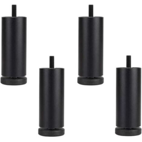 Lot de 4 Pieds de canapé en Alliage d'aluminium - Réglables de Hauteur - Pieds de Rechange d'armoire - Pieds filetés M8 - Noir - 12 cm