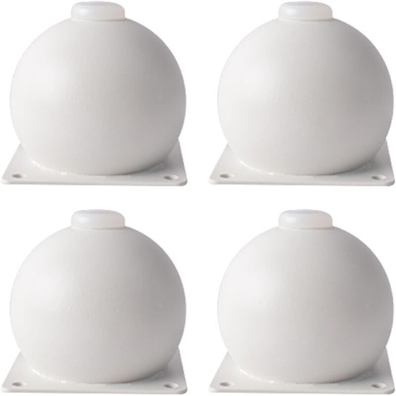 Lot de 4 pieds de canapé ronds en métal, à visser, pour meubles, support de lit haute capacité (blanc, taille M)