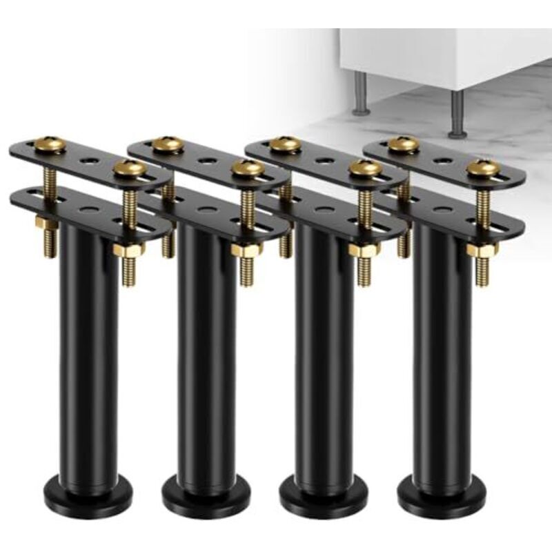Lot de 4 pieds de lit réglables en hauteur de 18 à 32 cm - Pieds de support moyens robustes pour cadre de lit - Kit de renforcement pour sommier à