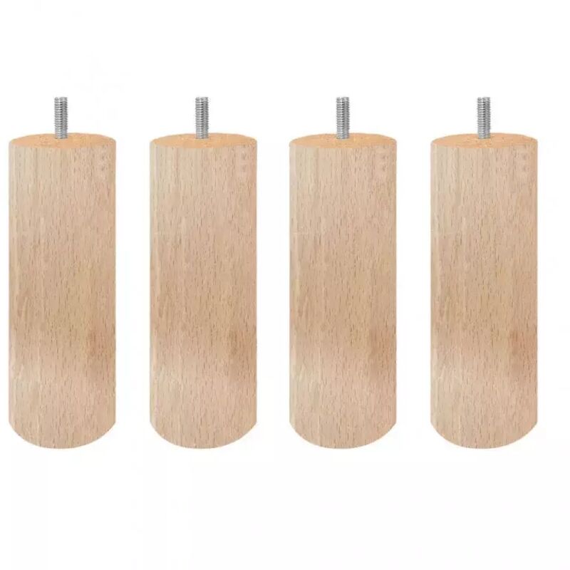 Meubletmoi - Lot de 4 pieds de meuble 20x6 rond en bois de hêtre - pieds de lit