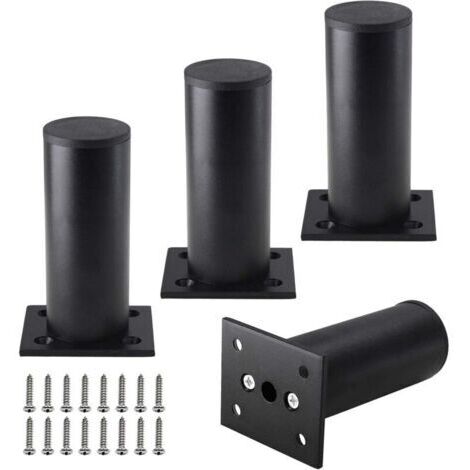 Lot de 4 pieds de meuble 4 pouces, pieds d'armoire réglables en alliage d'aluminium, pieds de support de canapé ronds en métal, pour cuisine, table, armoire, étagères, diamètre 1,5 pouce