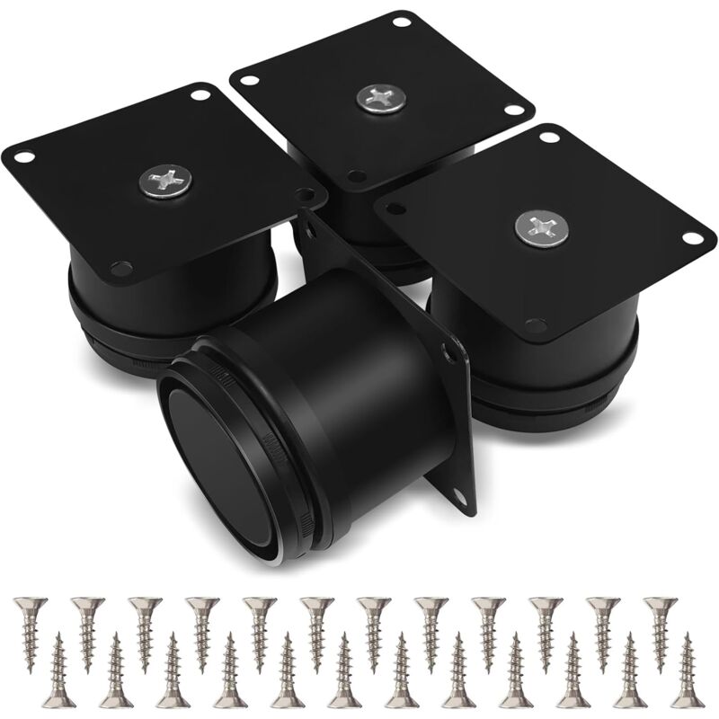 Linghhang - Lot de 4 Pieds de Meuble, 50mm Reglable Pied de Table Acier Inoxydable, Pied Meuble Salle de Bain Bureau Meuble Cuisine, Hauteur Réglable