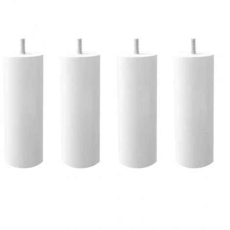 Lot de 4 pieds de meuble blanc 20x6 rond bois de hêtre - PIEDS DE LIT