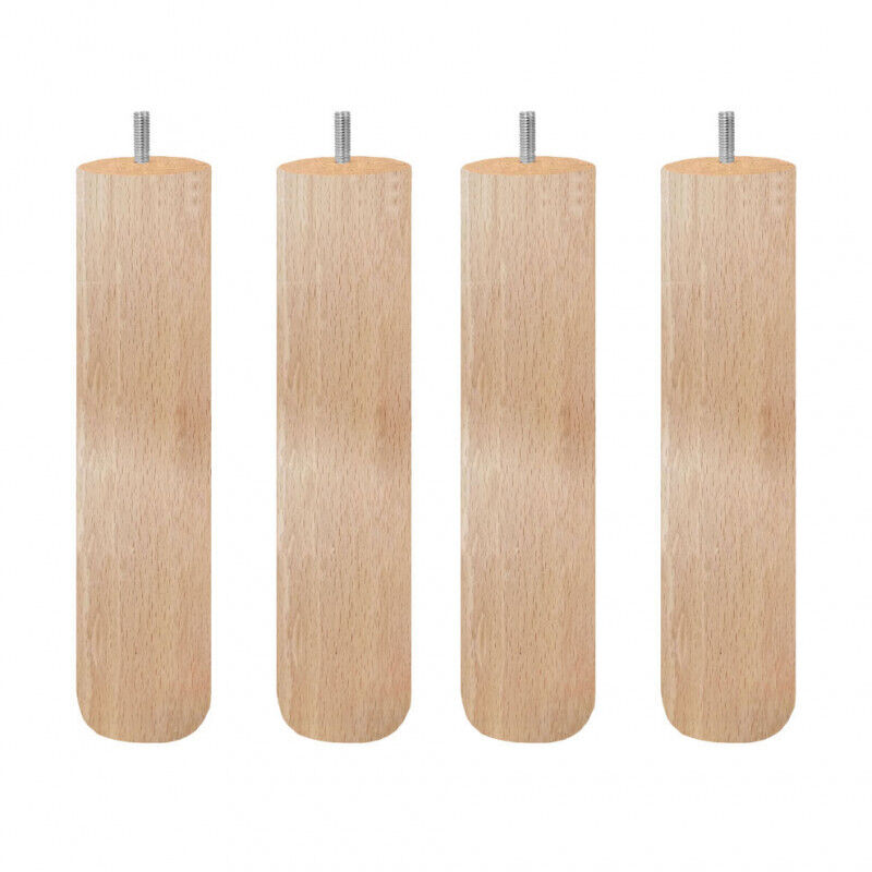 Lot de 4 pieds de meuble 25x6 rond en bois de hêtre - PIEDS DE LIT