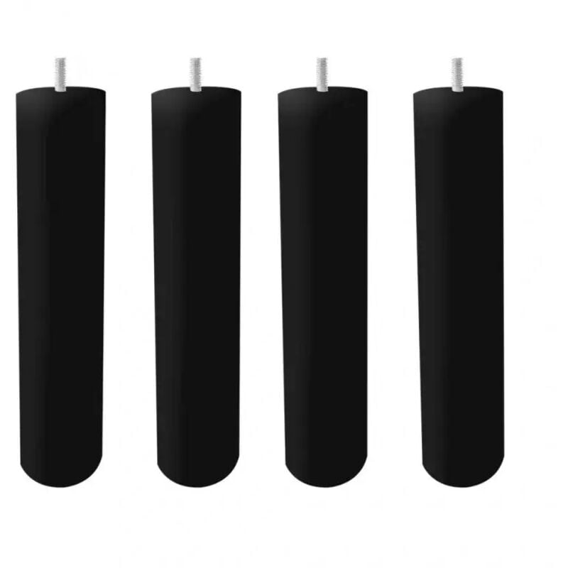 Lot de 4 pieds de meuble noir 25x6 rond bois de hêtre - pieds de lit